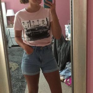 high waisted denim shorts